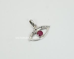 Pendentif pierre de naissance du mois de juillet à facettes en argent sterling massif 925 - Product Image 1