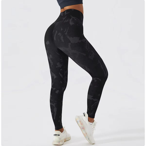 Venta al por mayor de las mujeres sin costuras Tie Dye Yoga Fitness pantalones de las mujeres de cintura alta Levantamiento de cadera Deportes Leggings Logotipo personalizado Tie Dye - Product Image 2