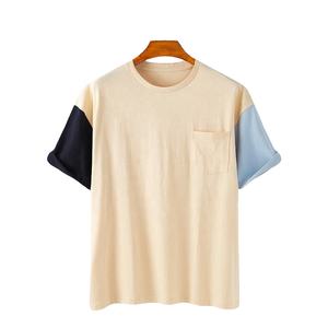 Pima – vêtements d'extérieur en coton Patchwork Hip Hop, col rond profond, à panneaux, T-shirts pour hommes, Slim, unisexe, haut de gamme - Product Image 1