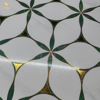 Carreaux en porcelaine Springletile 3D à texture dorée, motif floral vert, finition mate antidérapante, pour murs et sols intérieurs, décoration pour villa et maison