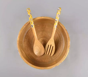 Anneau en résine sur les bords Saladier Bol en bois d'acacia Saladier en l Ensembles d'ustensiles de cuisine Vaisselle de table Décoration de mariage Vaisselle - Product Image 2