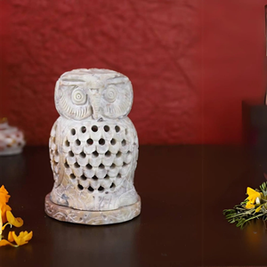 En forme de hibou pierre ollaire naturelle fait à la main écologique résistant à la chaleur photophore décoration de la maison bougeoir de noël - Product Image 3