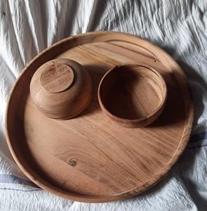 100% Natural Wood Dough Bowls Platter <b>Set</b> High Quality Handmade Disposable Flatware for Dinner Fast Food <b>Lunch</b> - Product Image 1