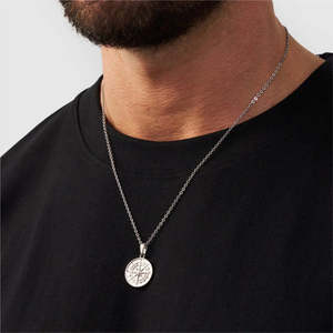 Pendentif pour homme Hallmark, boussole en argent, chaîne à maillons géométriques en or 18 carats, rhodium, diamant, rubis, perle, classique, tendance, pour fiançailles - Product Image 5