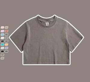 Venta al por mayor a granel logotipo personalizado impresión algodón 200 gramos camisetas ácido lavado Crop camiseta para niñas - Product Image 5