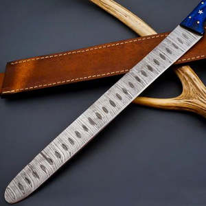 Couteau de pêche personnalisé fait main Jexmoo, lame en acier Damas, couteau à fileter avec étui en cuir, cadeau pour pêcheur - Product Image 3