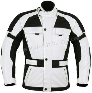 Veste de moto en cuir bleu unisexe de qualité fine textile Cordura respirant coupe-vent imperméable avec toutes les armures de protection - Product Image 2