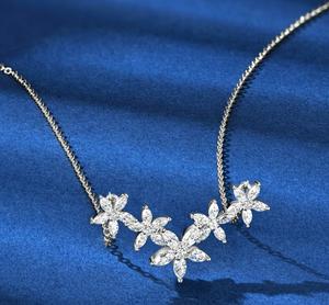 Hot Selling Trendy Multi-color <b>Women</b> Fine Five Flower Shape 925 Sterling <b>Silver</b> <b>Chain</b> D Color VVS1 Moissanite Pendant <b>Necklaces</b> - Product Image 4