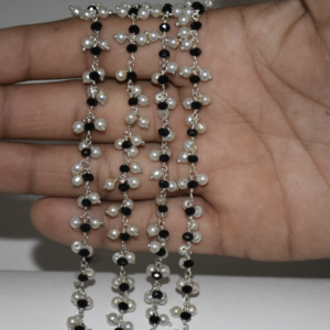 Silver Plated Multi color Glass Beads Rondelle <b>Cluster</b> Rosary Chain, Wire Beaded Chain for Jewelry Bracelet necklace Making - Product Image 6