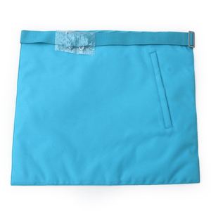 Tablier de Maître Maçon de la Franc-Maçonnerie en Cuir Blanc et Ruban Moiré Turquoise avec Rosettes Personnalisées sur Demande du Client - Product Image 2