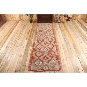Turkish 3,2x9,<b>9</b> ft Rug, Runner Vintage Rug, Orange Patchwork Wool Rug - Product Image 1