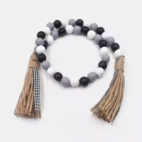 Dropshipping Shopify 农舍风格珠子 58 英寸木珠花环，带流苏，乡村风格装饰，祈祷波西米亚风格珠子