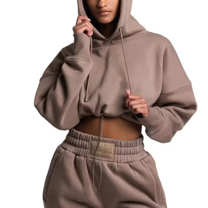 Women's Custom Logo Cotton Hoodie Long Sleeved Fitness Sport Pullover Casual Cropped <b>Top</b> for <b>Winter</b> Season Printed Hooded - Product Image 1