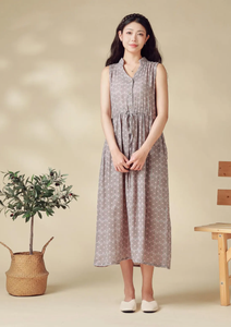 Casual cuello redondo elegante algodón verano sin mangas Maxi vestido señoras nueva colección bordado longitud moda verano sin mangas - Product Image 4