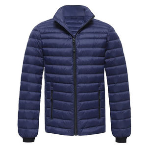 Chaquetas Acolchadas de Alta Calidad para Hombre, Tejido Sólido, para Clima Frío de Invierno, con Cierre de Cremallera, Relleno de Poliéster, Cuello Alto - Product Image 3