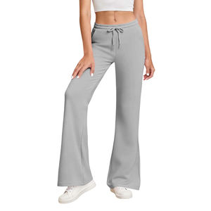 Pantalons de survêtement pour femmes en coton sur mesure en gros, de haute qualité, respirants, à jambes larges et droites, coupe ample pour l'hiver - Product Image 4