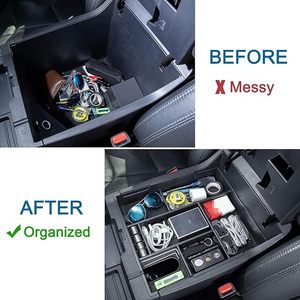 Para Toyota Tundra accesorios 2014-2021 consola central organizador insertar ABS materiales negros bandeja reposabrazos caja de almacenamiento secundaria - Product Image 3