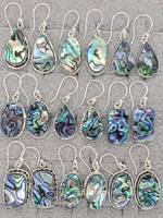 Vente chaude 925 Boucles D'oreilles En Argent Sterling Abalone Shell Gemstone 18K Or Diamant Principal Forme Mixte Taille Dangles pour Les Fêtes