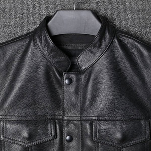 Meilleure vente hommes décontracté hiver sans manches en cuir gilet haute qualité fermeture à glissière respirant coupe-vent imperméable inspiré - Product Image 4