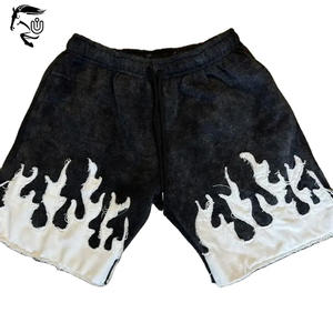 Gran oferta de pantalones cortos de sudor para hombre con logotipo personalizado, lavado ácido personalizado, bordado para correr desgastado, secado rápido, transpirable, bolsillos estampados medios - Product Image 4