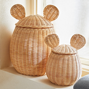 New Arrival Best Selling RATTAN <b>BASKET</b> WITH EARS Natural Rattan apple <b>Basket</b> Handmade in Viet Nam <b>Storage</b> Clothes Kid Toys - Product Image 6