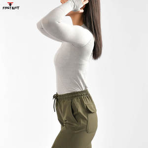 Camisetas de entrenamiento de manga larga, camiseta de compresión de alta calidad, Tops cortos informales de manga larga, ropa de gimnasio, Top de Yoga para mujer - Product Image 3