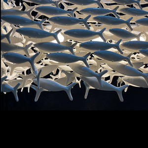Lustre rectangulaire moderne <span class=keywords><strong>en</strong></span> céramique <span class=keywords><strong>blanche</strong></span>, design artistique poisson, style côtier, pour restaurants et écoles - Product Image 2