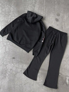 New Design Custom Screen Print 2-Piece Tracksuit for Men & <b>Women</b> Cotton <b>Flare</b> Sweatpants & Zip up Hoodie <b>Jogger</b> Set OEM Serviced - Product Image 2