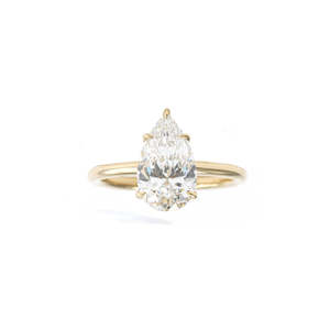 Anillo de diamante luminoso con corte de pera de 2 quilates D-F VVS1-VS2, diamante cultivado en laboratorio en oro amarillo de 14K y 18K, ideal para ocasiones festivas. - Product Image 1
