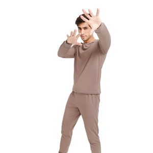 Qualité supérieure 100% coton respirant personnalisé hommes survêtements deux pièces ensemble plaine pull sweat ensemble col rond grande taille - Product Image 4