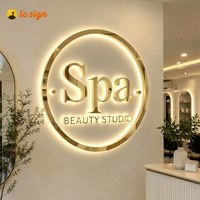 Enseigne commerciale 3D personnalisée illuminée, logo rétroéclairé en acier inoxydable, lettres lumineuses pour centre de spa, salon de beauté, réception murale