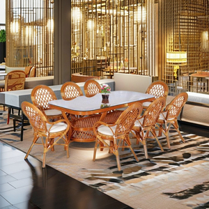 Java <b>Dining</b> Set <b>Rattan</b> Comfortable Elegant Modern Hotel Commercial <b>Dining</b> <b>Table</b> and Chair Set Stylish Handcrafted Furniture - Product Image 4