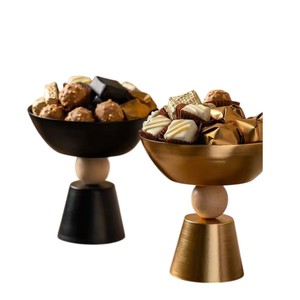 Elegante Tazón para Servir Chocolate Hecho a Mano en Oro y Negro, Metal Ecológico, Acero Inoxidable, Exhibición de Dulces y Postres, Vajilla para Bodas - Product Image 1