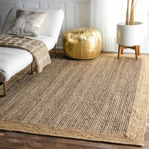 Alfombra de yute estilo trenzado, reversible, moderna, de aspecto rústico. - Product Image 2