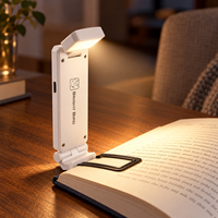 Lampe de nuit à clip LED rechargeable par USB avec batterie 500 mAh, 3 modes d'éclairage, 5 niveaux de luminosité et fonction mémoire