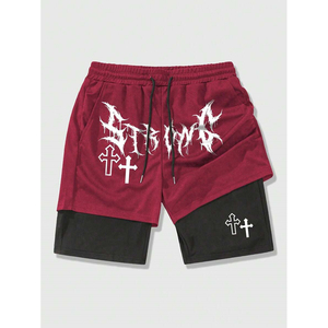 Pantalones cortos con cordón transpirables con estampado gótico para hombre - Product Image 5