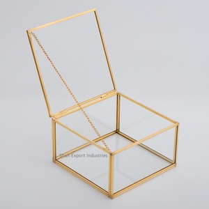 Elegant Design Brass & Glass Jewelry for Tabletop Decorative Display Case Use <b>Makeup</b> Earring Jewelry Storage <b>Box</b> - Product Image 3