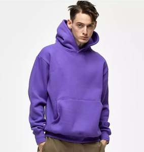 Sweat à capuche oversize en coton éponge française Streetwear Épais Polaire Épaule tombante Unie Blanc Personnalisé Sweats à capuche pour hommes - Product Image 2