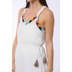 Robe sans manches grande taille pour femmes professionnelle personnalisée solide blanc fête broderie conception OEM ODM fabrication en gros - Product Image 4