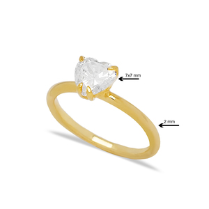 Heart Cut Four Claw <b>Solitaire</b> Engagement <b>Ring</b> Wholesale Turkish Handmade 925 Sterling <b>Silver</b> Jewelry - Product Image 2