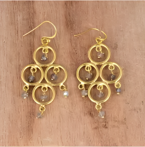 อัญมณีแลบราโดไรต์ชุบทอง925ต่างหูเงินสเตอร์ลิงต่างหูแฟชั่นต่างหูสำหรับงานครบรอบแต่งงาน - Product Image 2