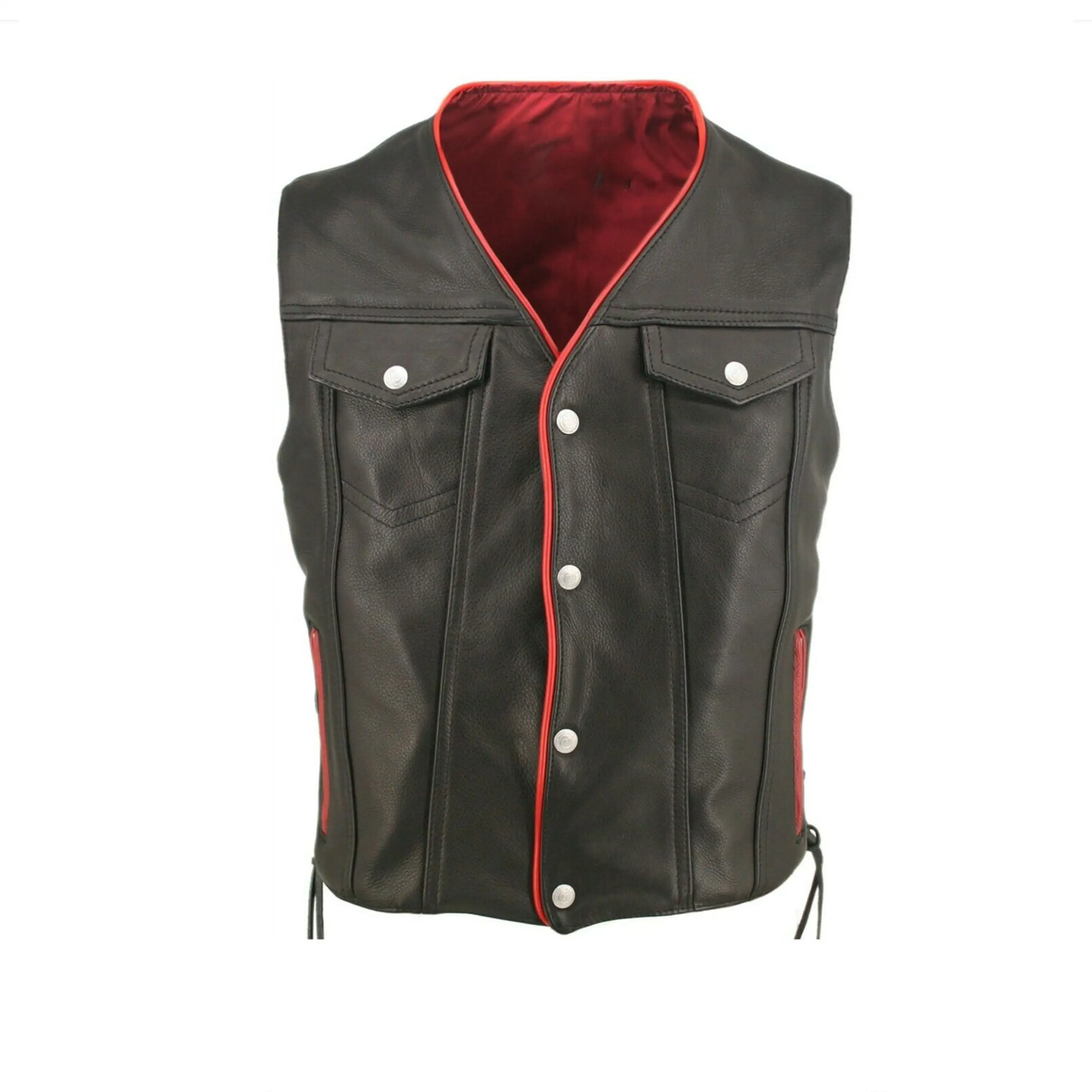 Plus Size Fashionable Sleeveless Men Leather Vest Motorbike Leather Vest For Men Cowhide Leather Waistcoat