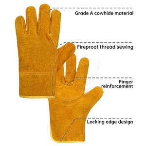 Short Style <b>Leather</b> <b>Gloves</b> for Men <b>Women</b> High-Temperature Summer Protection From Pakistan Plain Style Outdoor Welding <b>Gloves</b> - Product Image 3