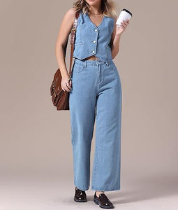 Conjunto de Verano de 2 Piezas para Mujer, Estilo Casual, Ajustado, Transpirable, de Alta Calidad, 100% Algodón - Product Image 2