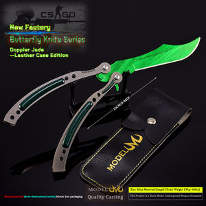 Cuchillo de mariposa Esmeralda Doppler <span class=keywords><strong>CSGO</strong></span> de 25CM, modelo de entrenamiento sin afilar de aleación de Zinc, juguete coleccionable, cuchillo de entrenamiento, regalo para niño - Product Image 2