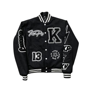 Veste letterman de baseball scolaire bon marché personnalisée veste universitaire pour homme vente en gros de veste de baseball en cuir avec logo brodé personnalisé - Product Image 2