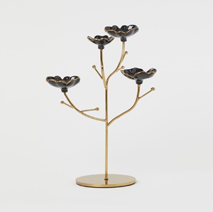 Arbre à bijoux floral sophistiqué noir et or, design unique pour tenir des bagues et de petites pièces délicates. Aux prix de gros - Product Image 1