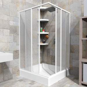 Mango de acrílico deslizante reversible 80x80 cm Cabina de ducha de esquina con apertura de 183 cm H 38-48 cm - Product Image 3