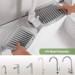 Faucet <b>Mat</b> for Kitchen Sink 24 Inch Longer <b>Silicone</b> Sink Splash Guard 7°Slope Fast Self-draining Fast Drying Tidy Faucet <b>Mat</b> - Product Image 6