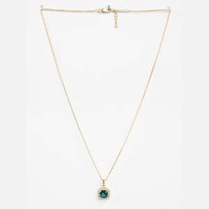 Collar con Colgante de Plata con Corte Esmeralda Geométrico y Baño de Rodio - Product Image 4
